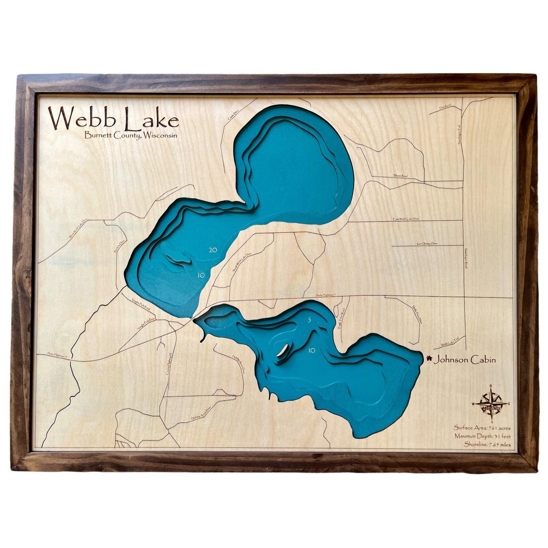 Web Lake Map Web Lake, Lake House Decor,custom Wood Map, Depth Map, Wood Map, Custom ...
