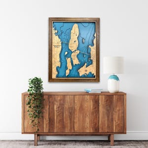 Custom Island 3D Map, Custom Island map, nautical decor, Island house Decor, fishing map, wedding gift, Lake Map