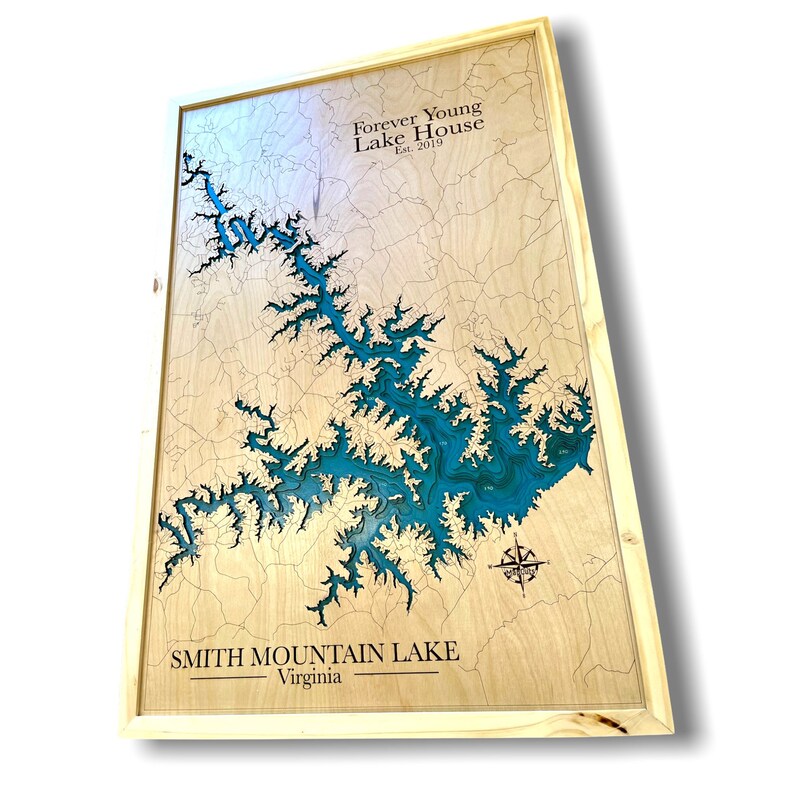 Smith Mountain Lake Custom Wood Map Lake House Decor Lake - Etsy