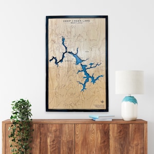 Diep kreekmeer, aangepaste meerkaart, aangepaste kaart, kies je locatie en ontwerp, beste prijs, beste ontwerp, decoratie meerhuis, bruiloft,