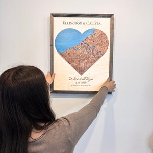Wo alles begann, Frisch vermählte Geschenke, Zwei Lage Herz Puzzle Karte Holzgerahmte Wandkunst, Hochzeitsgeschenke, Holzgeschenk zum 5