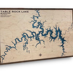 Table Rock Lake, Missouri Lake House Decor, Lake Map, Wood Lake Map, Custom lake map