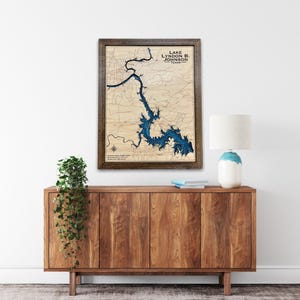 Lake Lyndon b Johnson, Custom Wood Map, Lake House Decor, Lake Map, Wood Lake Map, Custom lake map, Depth Map, Cabin