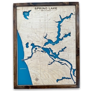 Spring Lake, Michigan, Lake House, carte en bois personnalisée, décoration Lake House, carte du lac personnalisée, carte du lac Cabin, Lake House