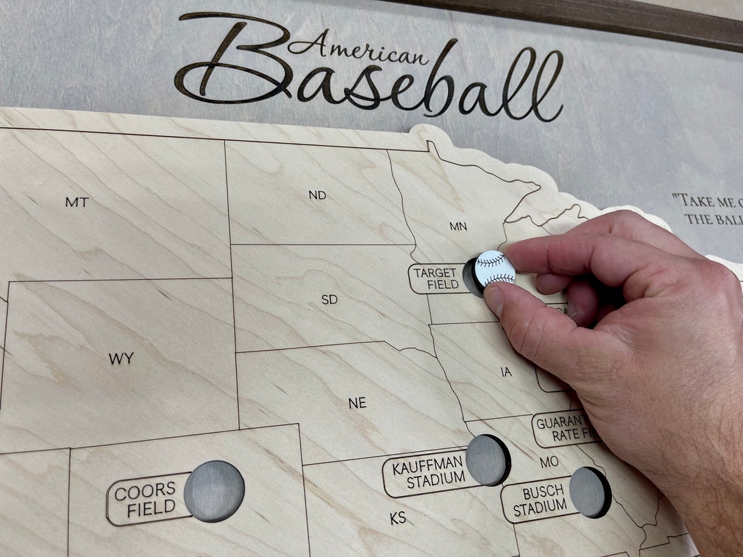 Baseball Stadium Map, Travel Map, Ballpark Travel Map, Tracker