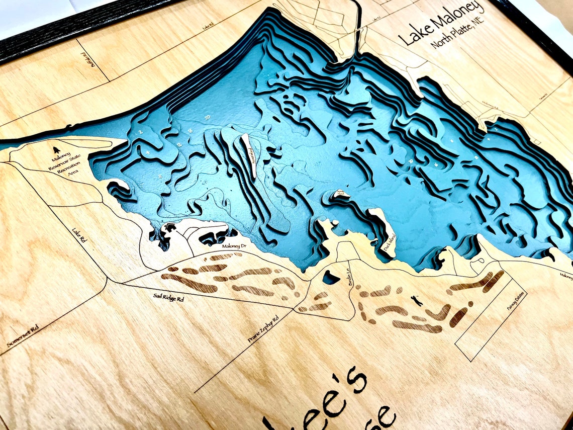 Lake Maloney Custom Wood Map Lake House Decor Sign Custom Etsy