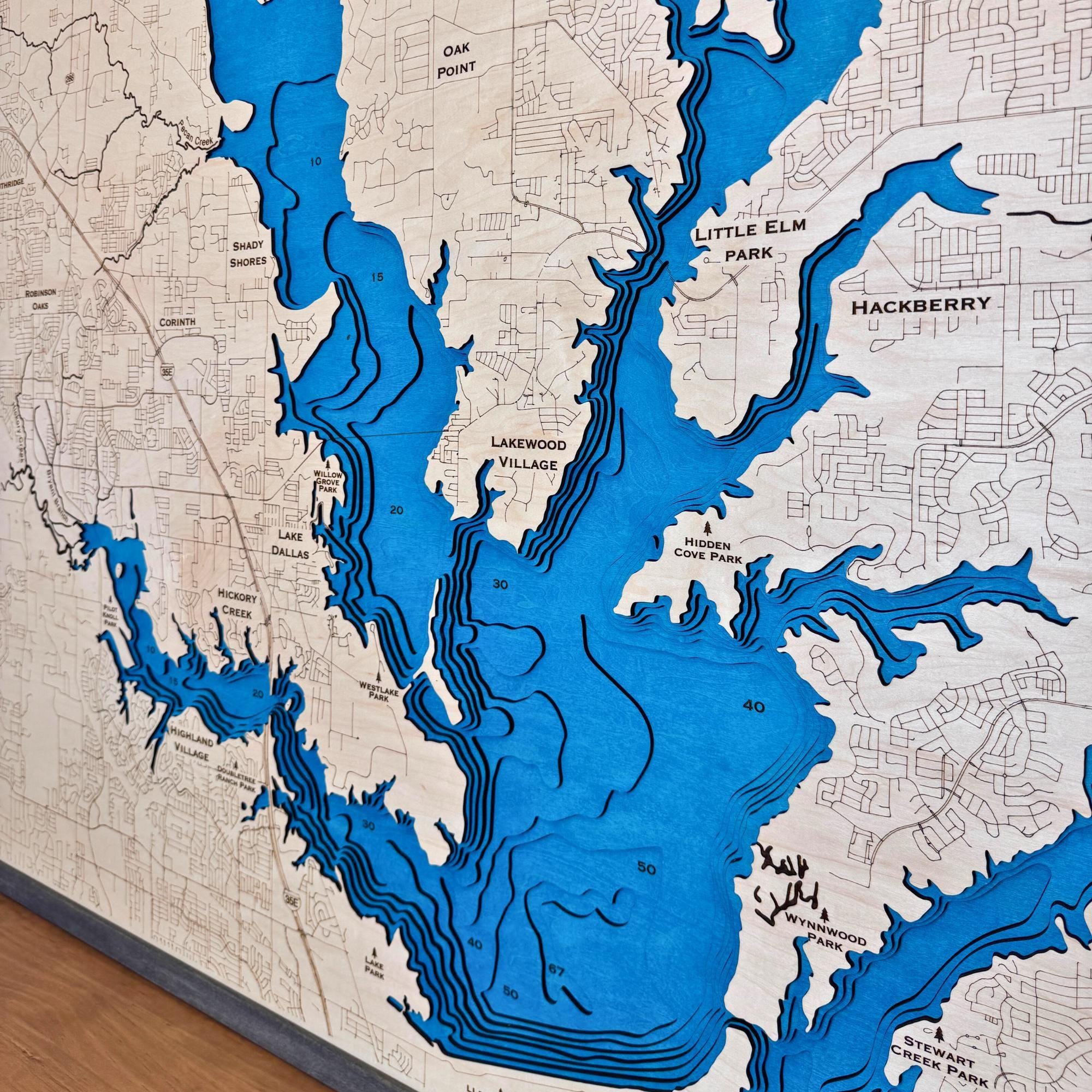 Custom 3D Wood Lake Map: Personalized Lake House Decor Art - Etsy