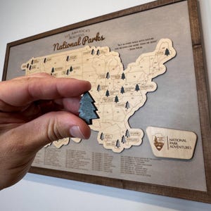 Personalized NATIONAL PARK Travel Map,  National Park Gift,  custom map, National park map, National park marker, National park lover
