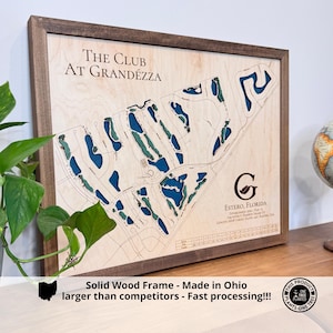 Custom Golf Course Map, Any Course in the world, Wooden Engraved Golf Course Art, Golf gift, Scorecard included