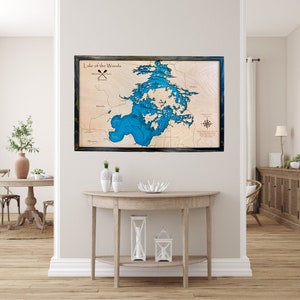 Lago dei Boschi (personalizzabile), Mappa in legno personalizzata, Decorazione per case sul lago, Decorazione per case sul lago, Mappa personalizzata del lago, Mappa della baita sul lago, Arte per case sul lago
