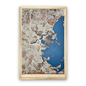 Custom City Map of any City in the World, Personalized Laser Cut Wood Map, map gift, 3d layered custom map image 7