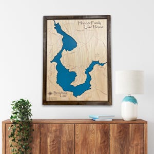 Broadway lake | Custom lake map | nautical decor | Lake house Decor | fishing map | wedding gift | Lake Map |