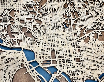 Custom wooden City Map of any location in the world: 5th anniversary gift wood city map wedding gift personalized location