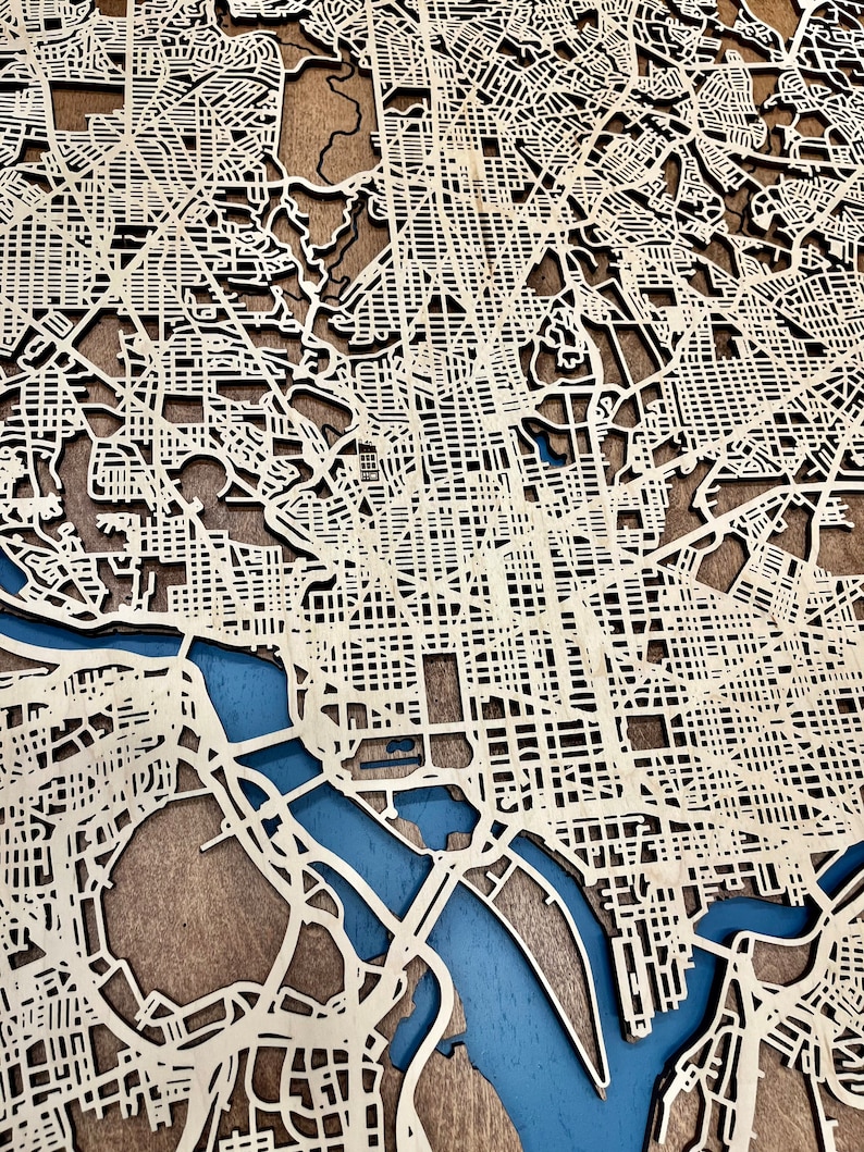 Custom City Map of any City in the World, Personalized Laser Cut Wood Map, map gift, 3d layered custom map image 3