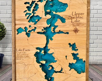 Upper Saranac Lake, Choose Your Custom Design, custom wood map, Lake House Decor, Sign, Custom Lake Map, Cabin Lake Map, Lake House Art