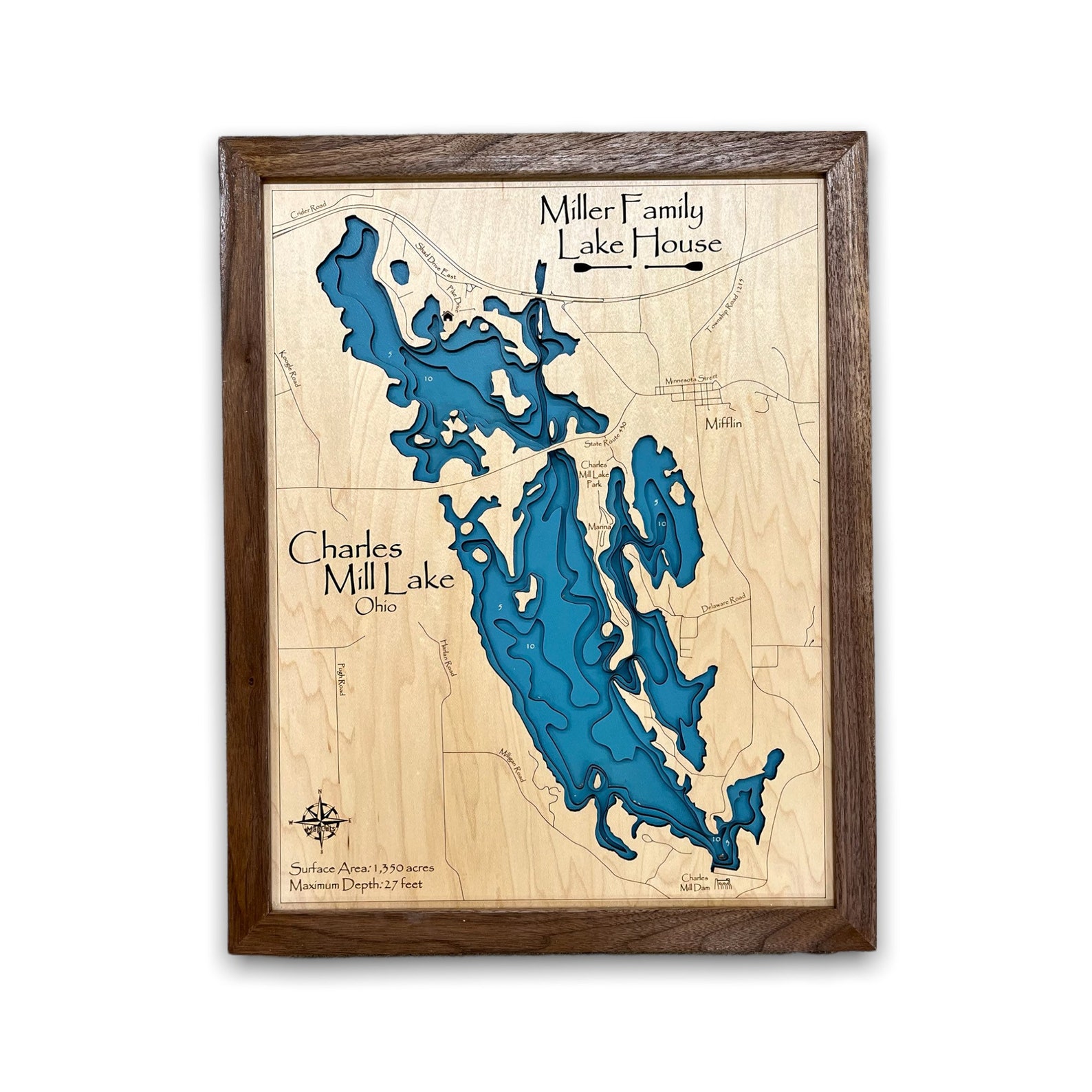 Charles Mill Lake Ohio Custom Lake Map Nautical Decor Etsy Canada