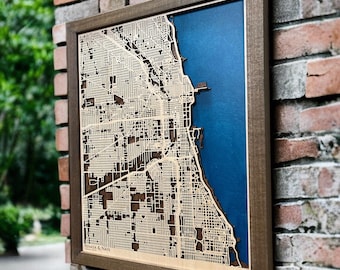Wooden Map of Any City in the World | Unique Personalized custom Gift for Housewarming 5th Anniversary Birthday Wedding | Wood custom map