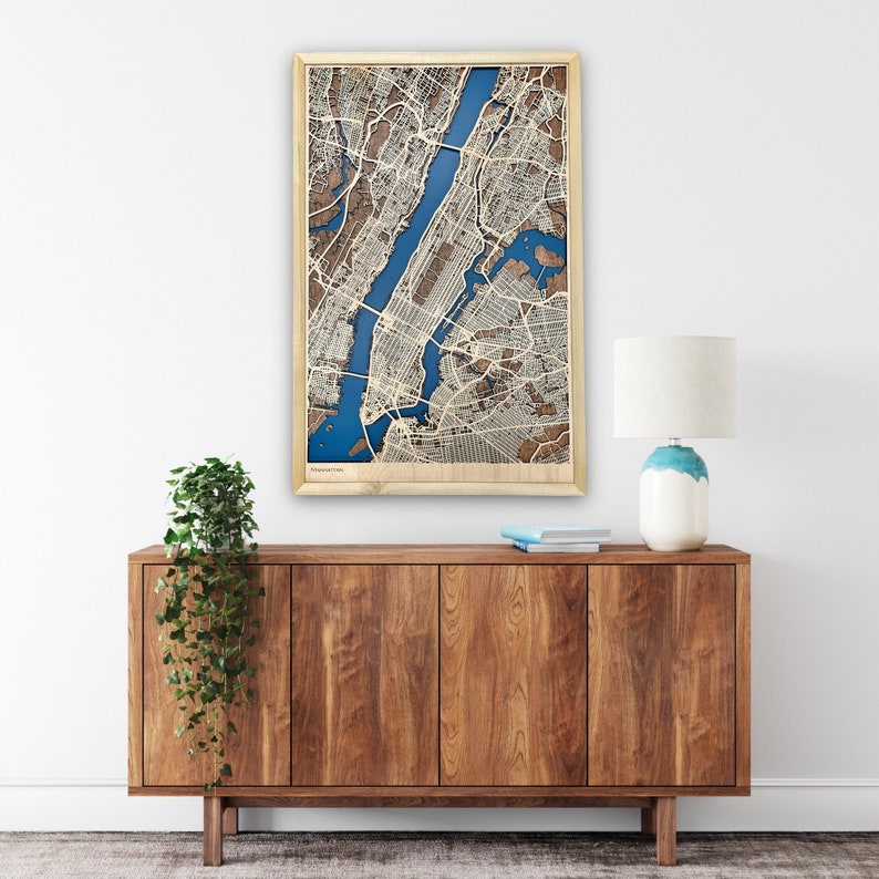 Custom City Map of any City in the World, Personalized Laser Cut Wood Map, map gift, 3d layered custom map image 1