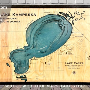 Lago Kampeska (scegli il tuo design), Decorazioni per case sul lago, Mappa in legno personalizzata, Decorazioni per case sul lago, Mappa personalizzata del lago, Mappa della baita sul lago, Arte per case sul lago