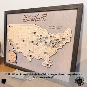 Baseball stadium map, Baseball Map, Pro baseball stadium tracker, stadium travel map, gift for men Baseball gift Custom baseball stadium Map