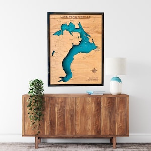 lake pend oreille, Hayden lake, lake coeur d’alene, Idaho Custom Wood Map, Lake House Decor, Lake Map, Wood Lake Map, Custom lake map