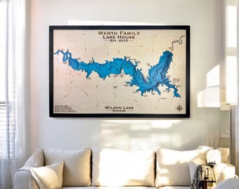 Custom Map Gift Engraved on Wood Map Personalized Gifts Map Print Lake House Decor Wood Wall Art Lake Signs on Wood Wall Decor