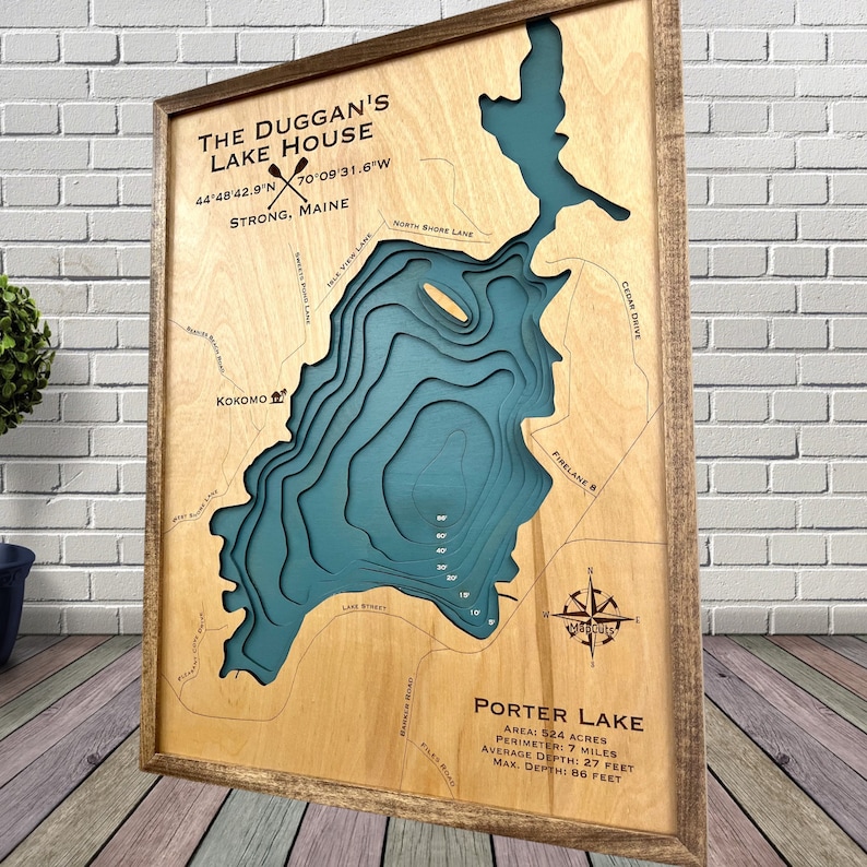 Porter Lake Choose Your Custom Design Custom Wood Map Lake Etsy