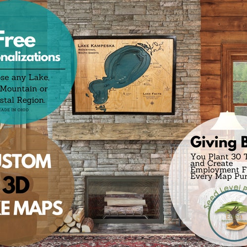 Upper Saranac Lake, Choose Your Custom Design, Custom Wood Map, Lake House Decor, Sign, Custom Lake Map, Cabin Lake Map, Lake House Art main image 4