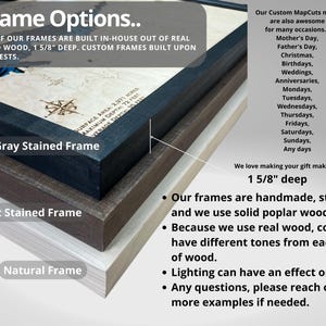 the frame options for the black / gray stained frame