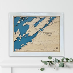 Tausend Inseln | Personalisierte Seekarte | Maritime Dekoration | Haus am See Dekor | Angelkarte | Hochzeitsgeschenk | See Karte |