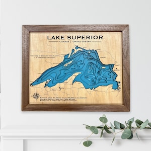 Lake Superior | Custom lake map | nautical decor | Lake house Decor | fishing map | wedding gift | Lake Map | personalized gift