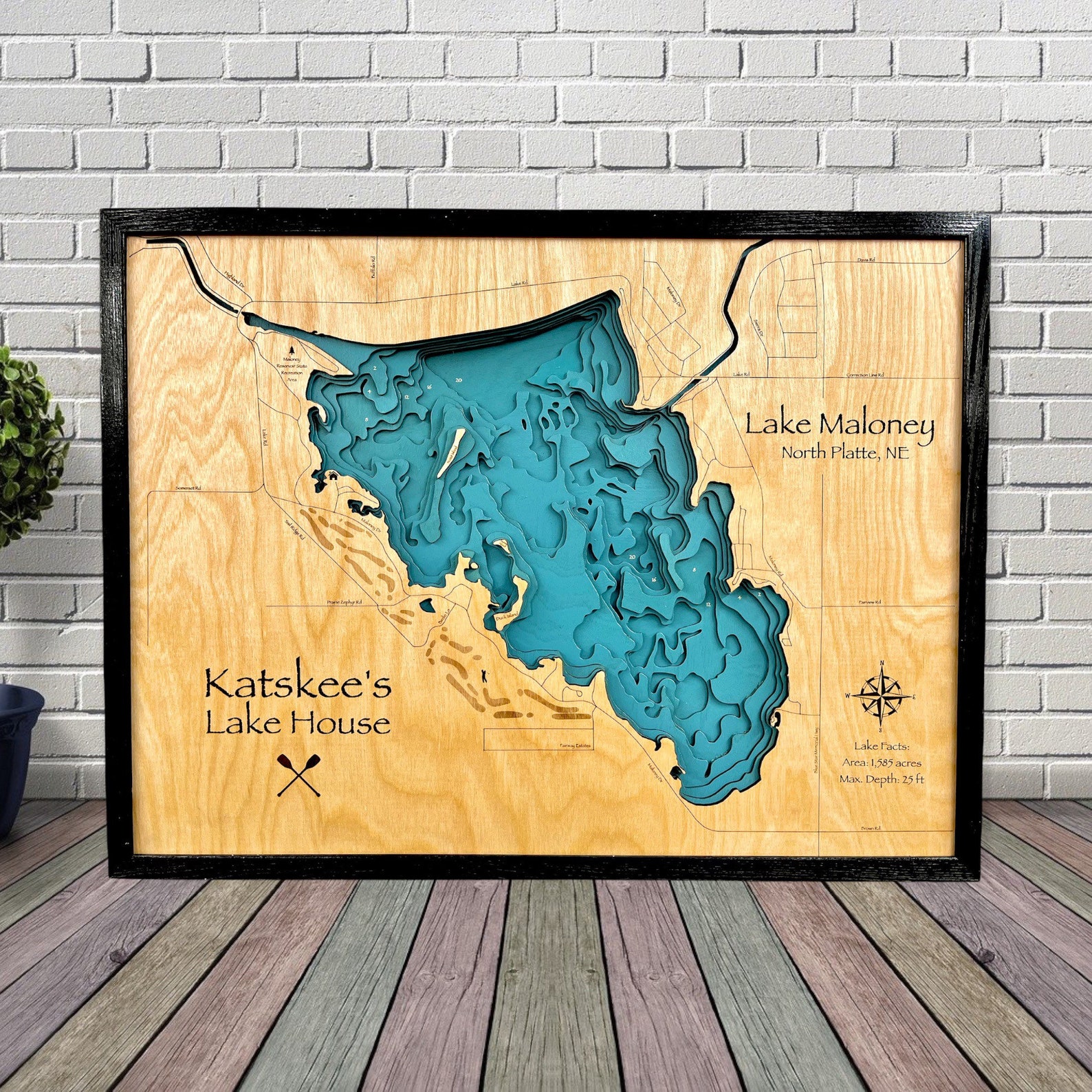 Lake Maloney, Custom Wood Map, Lake House Decor, Sign, Custom Lake Map