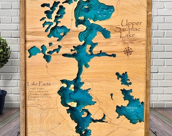 Upper Saranac Lake, Choose Your Custom Design, custom wood map, Lake House Decor, Sign, Custom Lake Map, Cabin Lake Map, Lake House Art