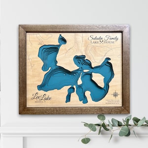 Leesee | Personalisierte Seekarte | Maritime Dekoration | Haus am See Dekor | Angelkarte | Hochzeitsgeschenk | See Karte |