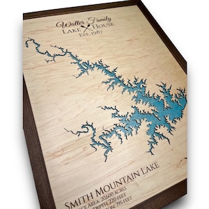 Custom 3D Lake Map: personalized lake map any lake and river layered water and land