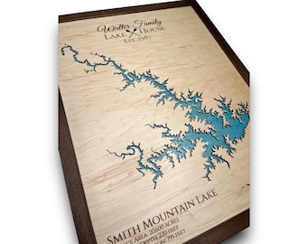 Custom 3D Lake Map: personalized lake map any lake and river layered water and land