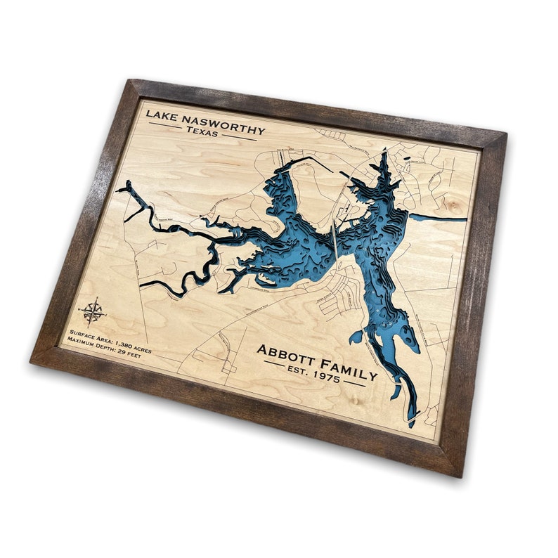 Lake Nasworthy Custom Lake Map Nautical Decor Lake House Etsy