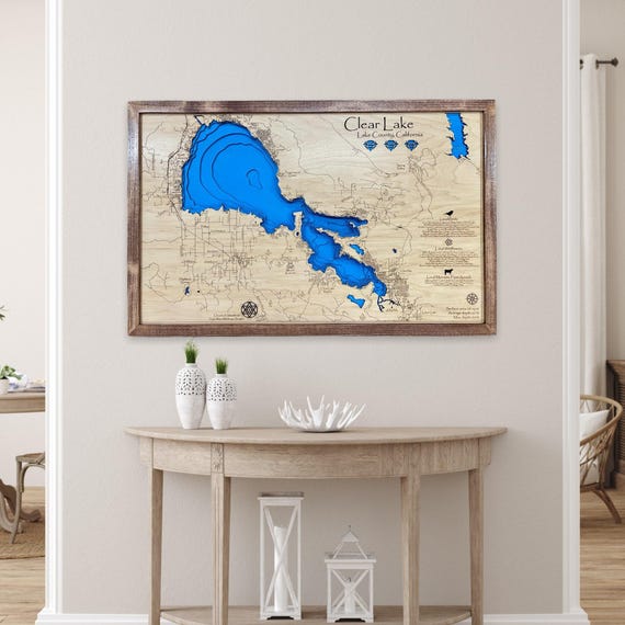 Clear Lake | Custom Lake Map | Nautical Decor | Lake House Decor