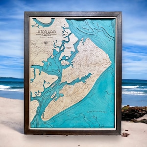 Hilton Head Island | Custom coastal map | nautical decor | Beach house Decor | fishing map | wedding gift | Beach Map |
