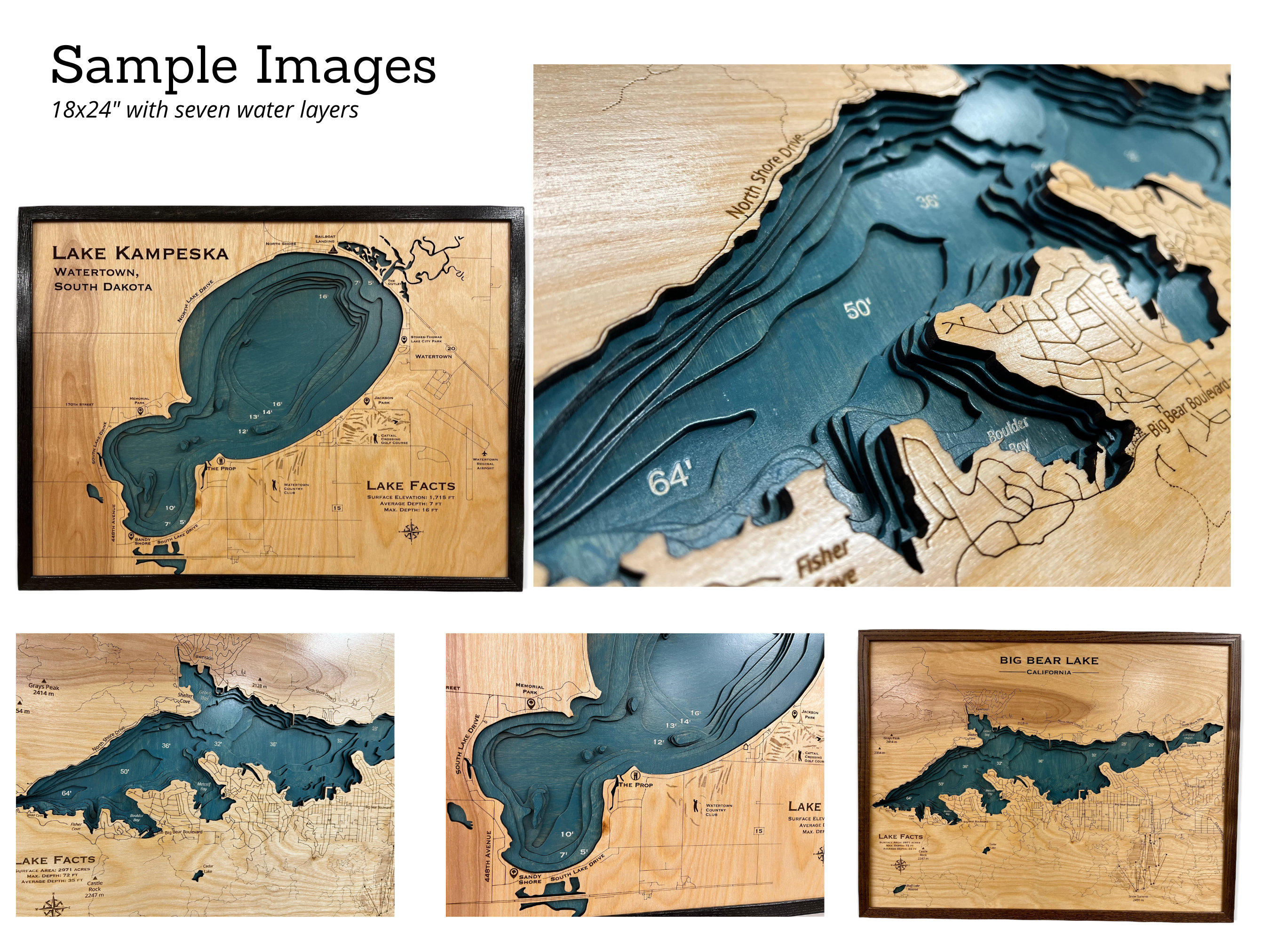 Lake Kampeska 3D Personalized Lake Depth Map Lake House Etsy