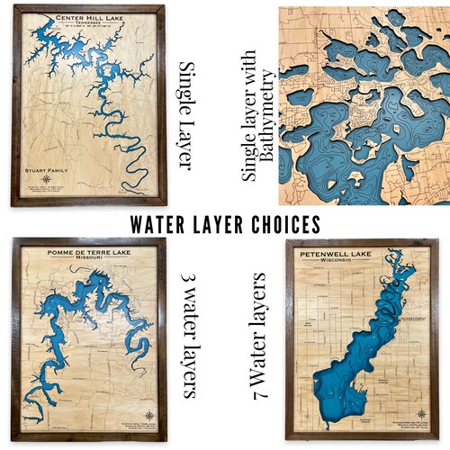 Forked lake, Choose Your Custom shops Design, custom wood map, Lake House Decor, Lake Map, Wood Lake Map, Custom lake map, Depth Map, Cabin Decor,