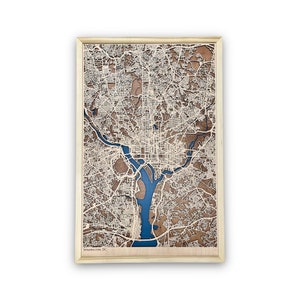 Custom City Map of any City in the World, Personalized Laser Cut Wood Map, map gift, 3d layered custom map image 4
