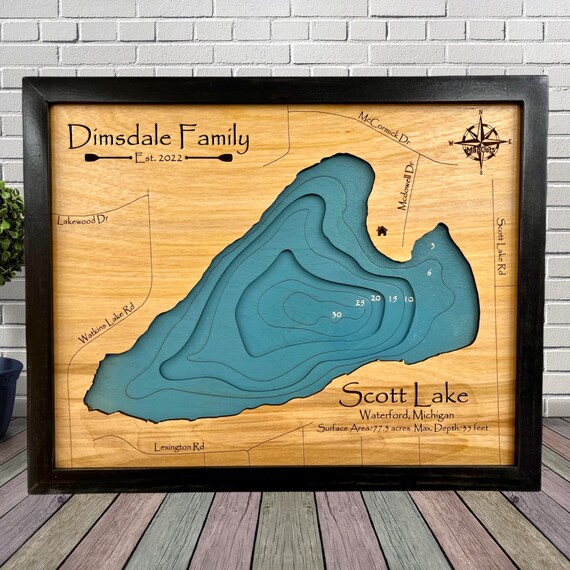Scott Lake Michigan Choose Your Custom Design Custom Wood Etsy