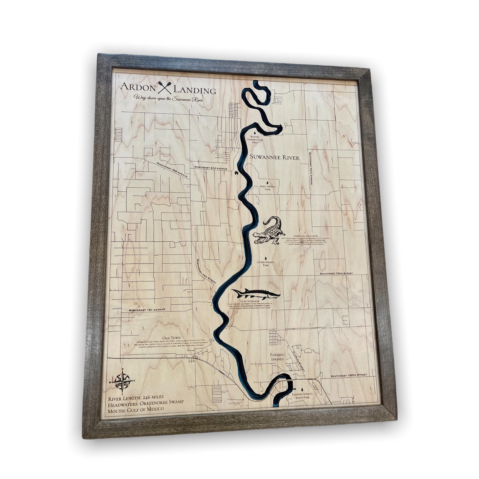 Suwannee River Custom River Map Nautical Decor Lake Etsy