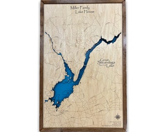 Great Sacandaga Lake, Choose Your Custom Design, custom wood map, Lake House Decor, Sign, Custom Lake Map, Cabin Lake Map, Lake House Art