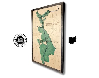 Cuyahoga Valley National Park Wood Map: Personalized 3D Art Gift