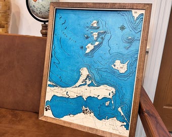 Personalized Wooden Lake Map: Custom Lake House Decor