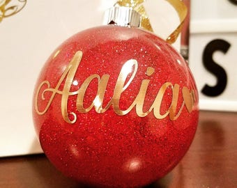 Glittered Ornament/Christmas Ornament/Christmas/Ornament with Vinyl