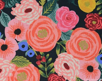 English Garden - Juliet Rose - NAVY Canvas Fabric