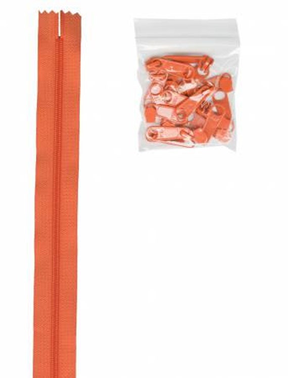 4 yards of 16mm #4.5 zipper chain and 16 Extra-Large Coordinated Pulls - Pumpkin 4 yards of 16mm #4.5 zipper chain and 16 Extra-Large Coordinated Pulls - Pumpkin